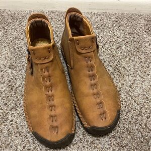 Kaegreel Vintage Hand Stitch Leather Casual Boots